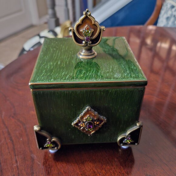 RARE JAY STRONGWATER ARABESQUE DARJEELING DESK OFFICE CRYSTAL TRINKET BOX TRAY - Picture 5 of 12